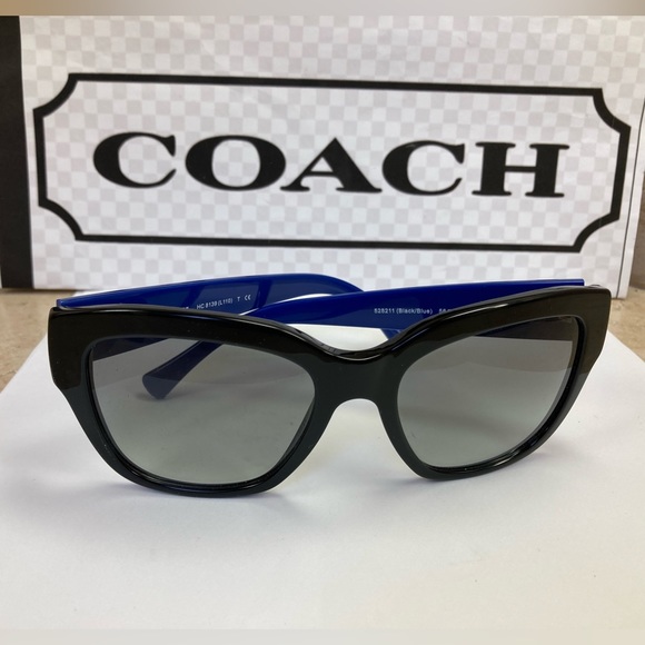 New Coach HC8139 L110 Black w/blue temples Sunglasses - Picture 13 of 13